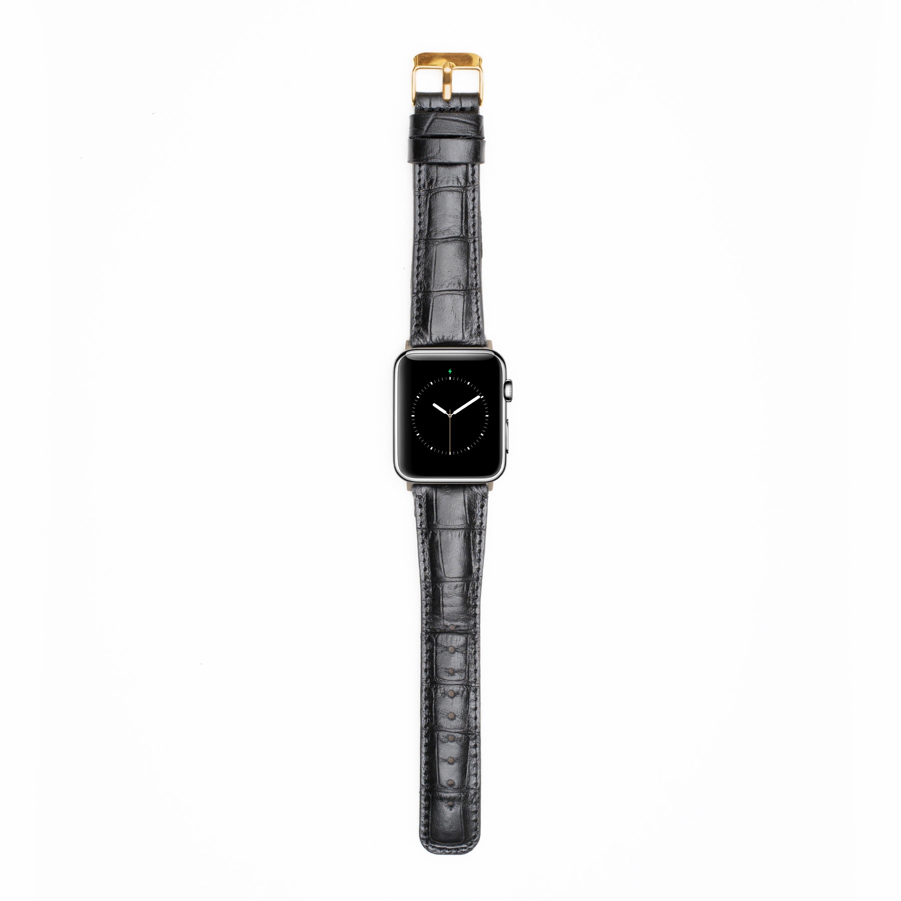 Leren Bandje Apple Watch - Croco Zwart - Oblac