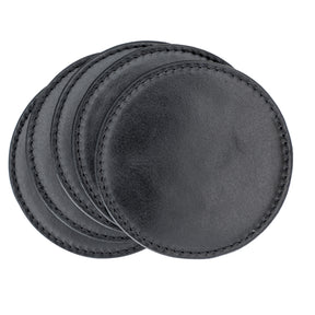 Leather Coasters Black - Set of 6 pieces