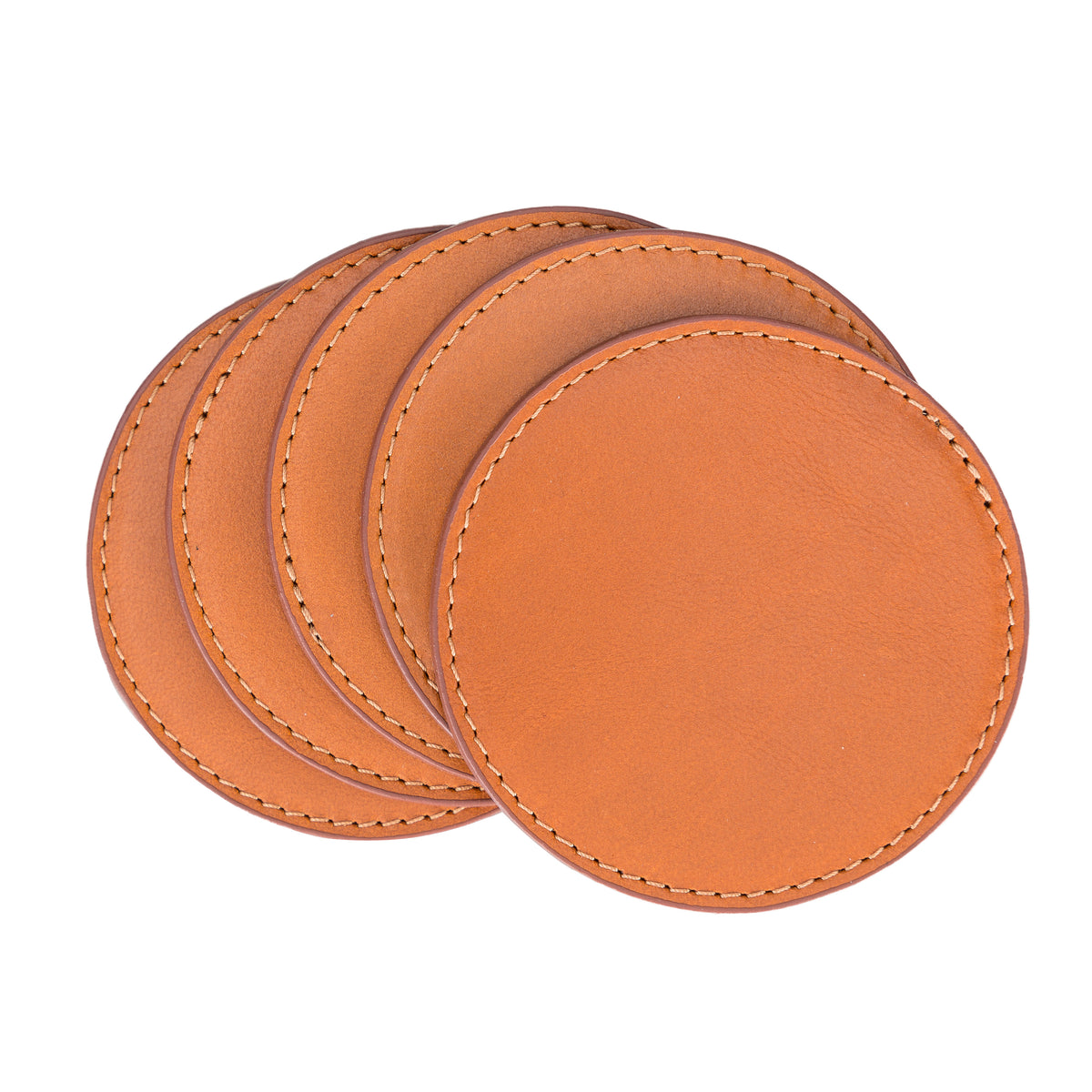 Leather Coasters Brown - Set of 6 pieces
